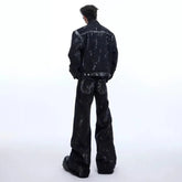 Threebooy Mens Jeans Washed Contrast Color Rivet Casual Pant Autumn Streetwear Fashion Personality Y2k Flared Trousers Men'S Clothing